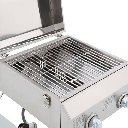 Barbecue à gaz 4 br?leurs inox professionnel fond blanc