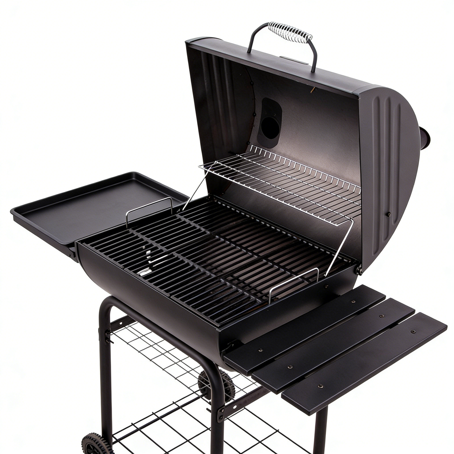Barbecue charbon tonneau smoker professionnel fond blanc