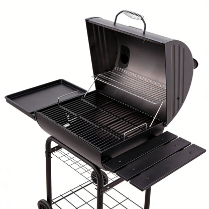 Barbecue charbon tonneau smoker professionnel fond blanc