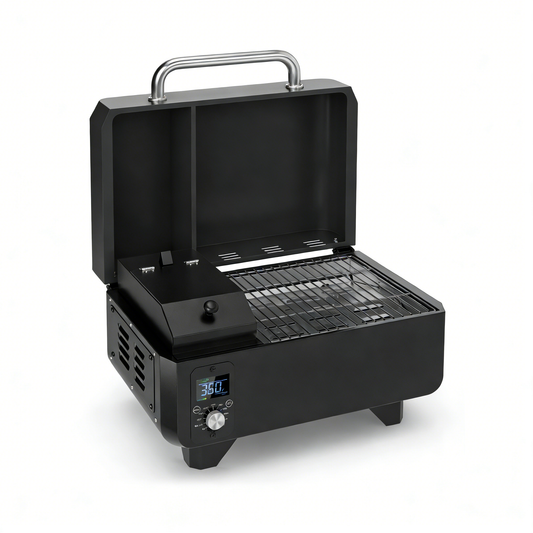 Barbecue pellets portable camping fond blanc